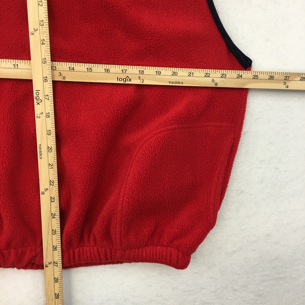 VINTAGE Tommy Hilfiger Sports Red Fleece Vest Mens Medium Full Zip Logo Collar‎ - Picture 6 of 6